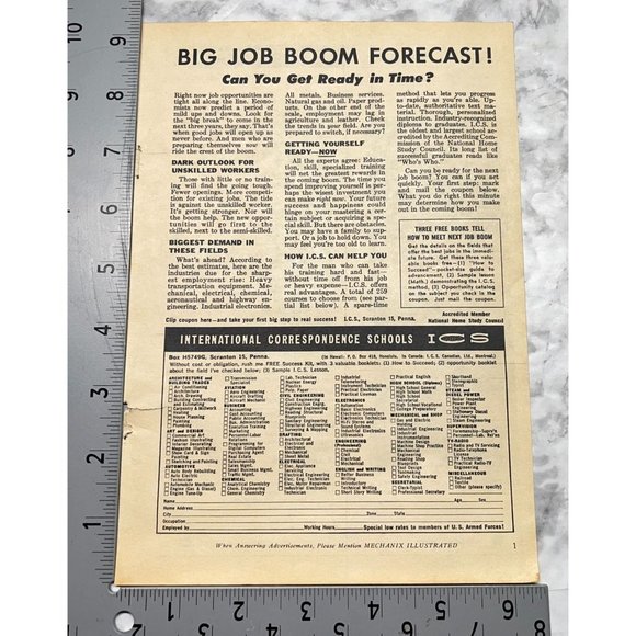 ICS International Correspondence School Print Ad Vintage 1963 Job Boom - Picture 2 of 6